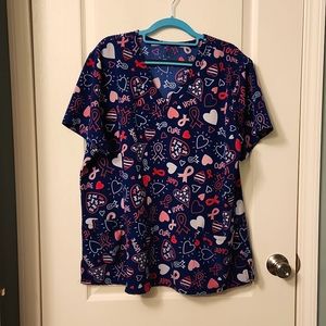 Plus size Scrub Top, GT brand, 2X, Breast Cancer Awareness